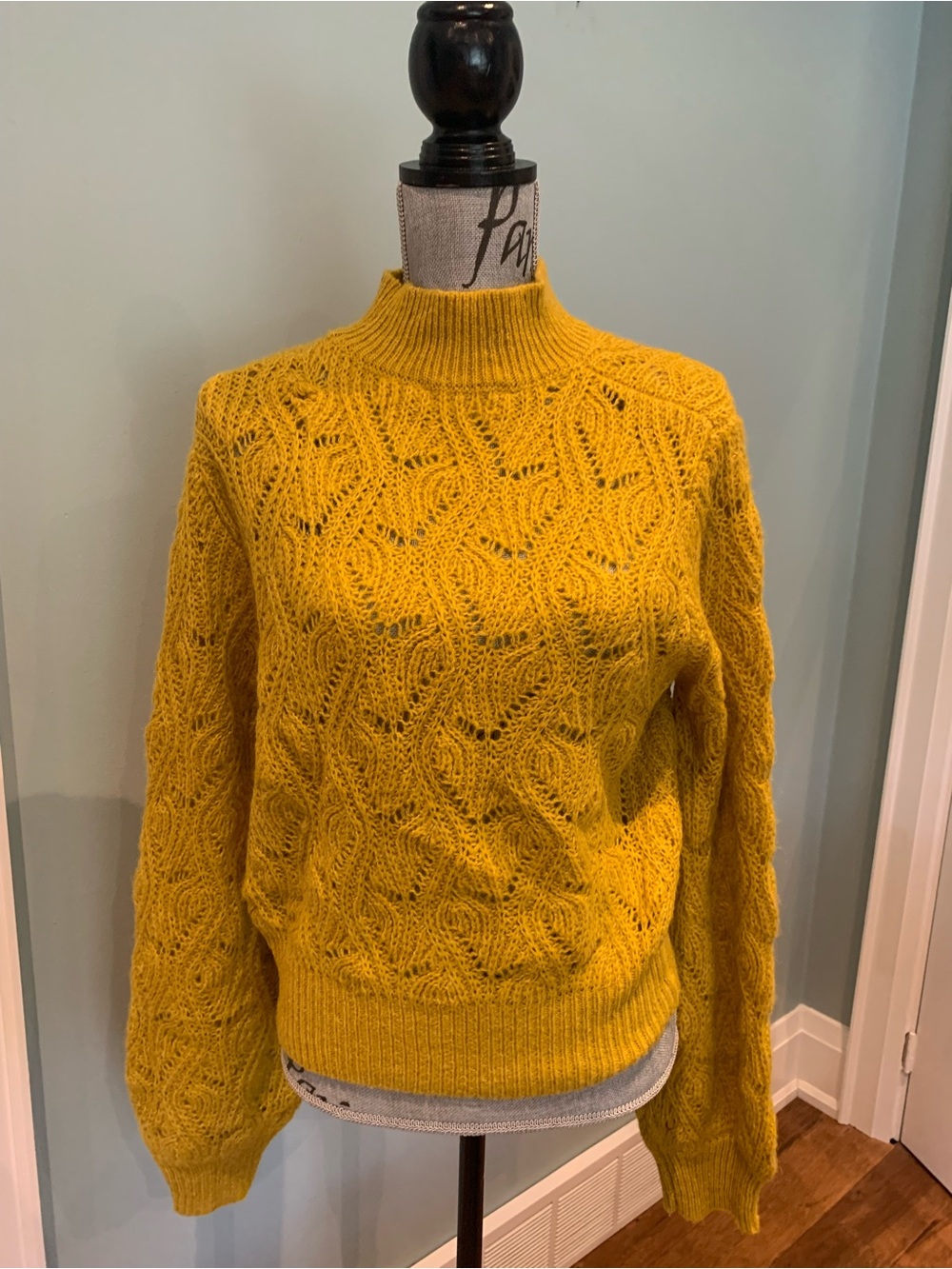 Astr Mustard Cable Mock Neck Sweater